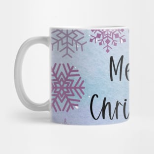 Merry Christmas, Snowflake Design - Purple and Blue Holidays - Watercolor Mug